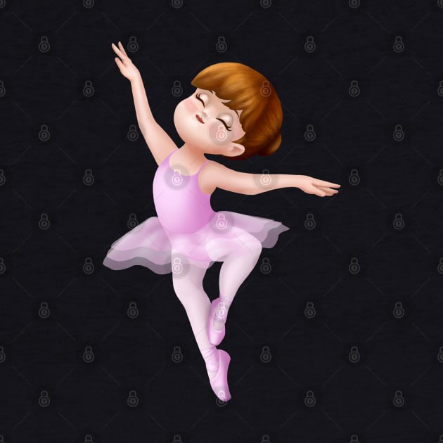 Cute Pink Tutu Ballerina Girl Dancer by Irene Koh Studio